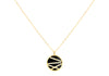 9ct Yellow Gold 0.005ct Diamond Set Black Annular Pendant Necklace