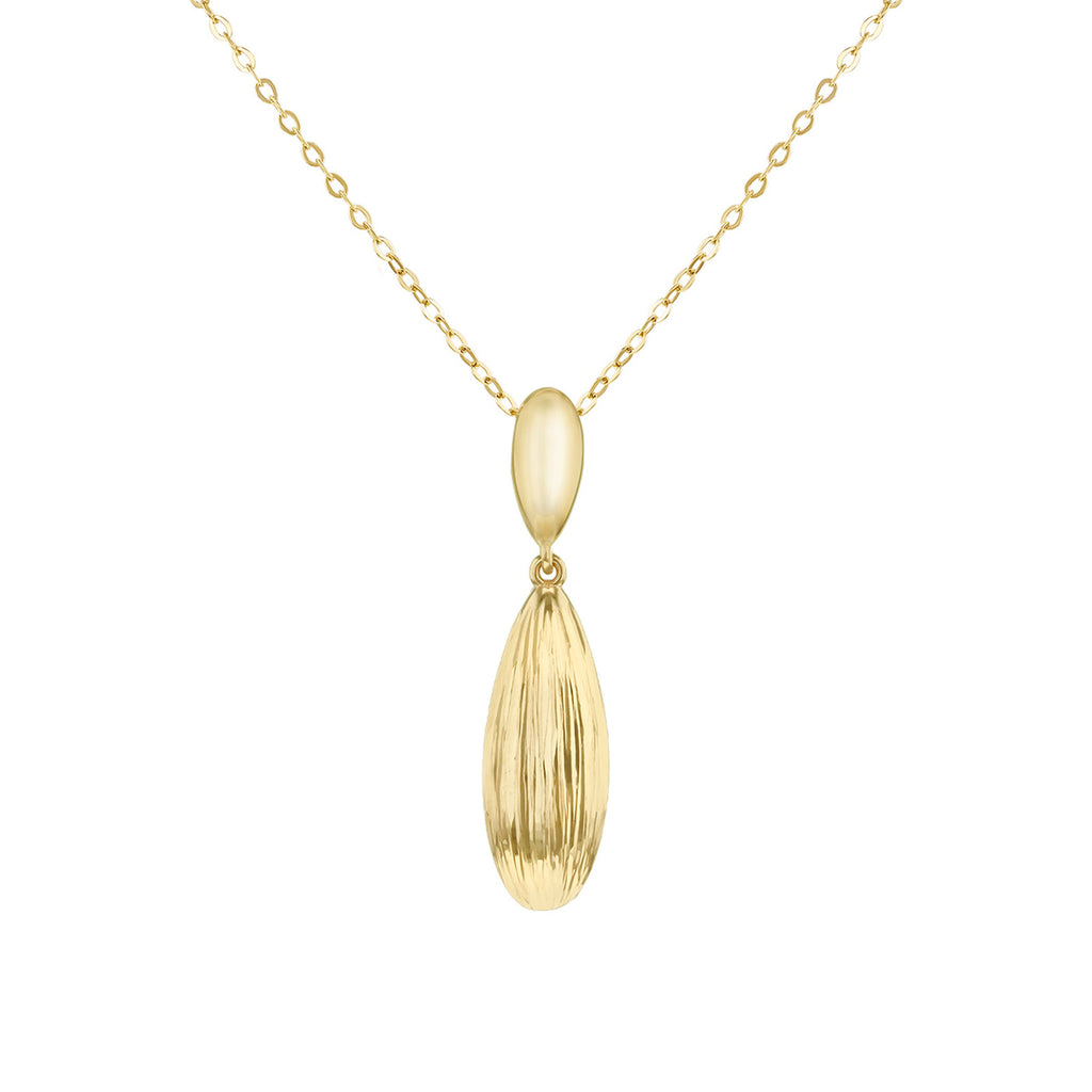 9ct Yellow Gold Diamond-Cut Sculpted Teardrop Adjustable Necklace