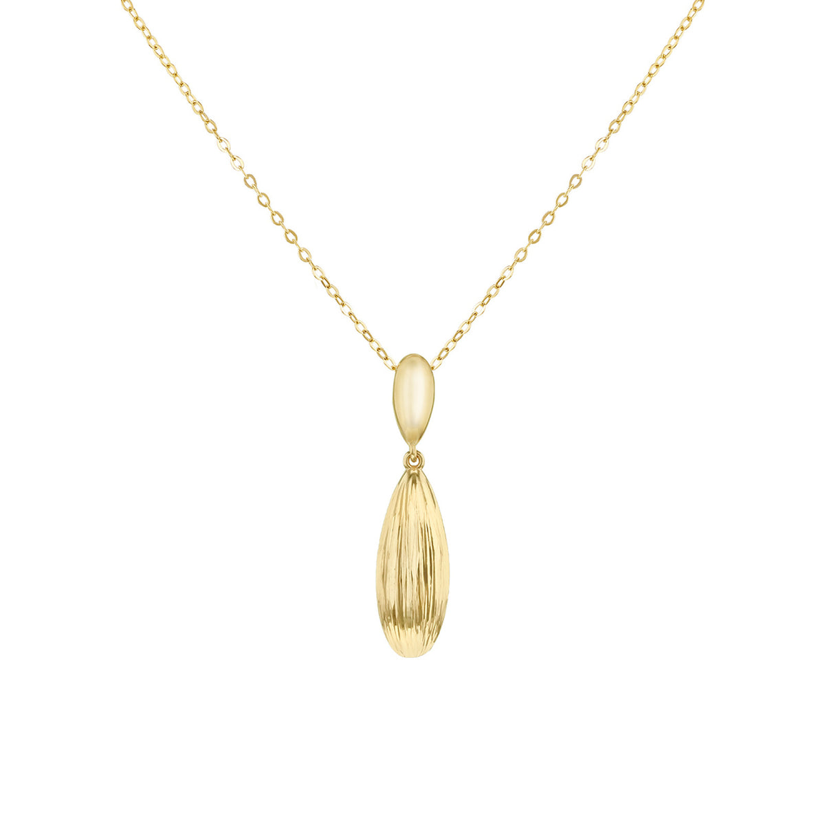 9ct Yellow Gold Diamond-Cut Sculpted Teardrop Adjustable Necklace