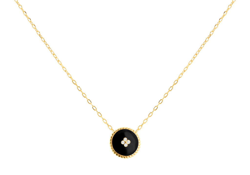 9ct Yellow Gold 0.004ct Diamond Set Pendant Necklace