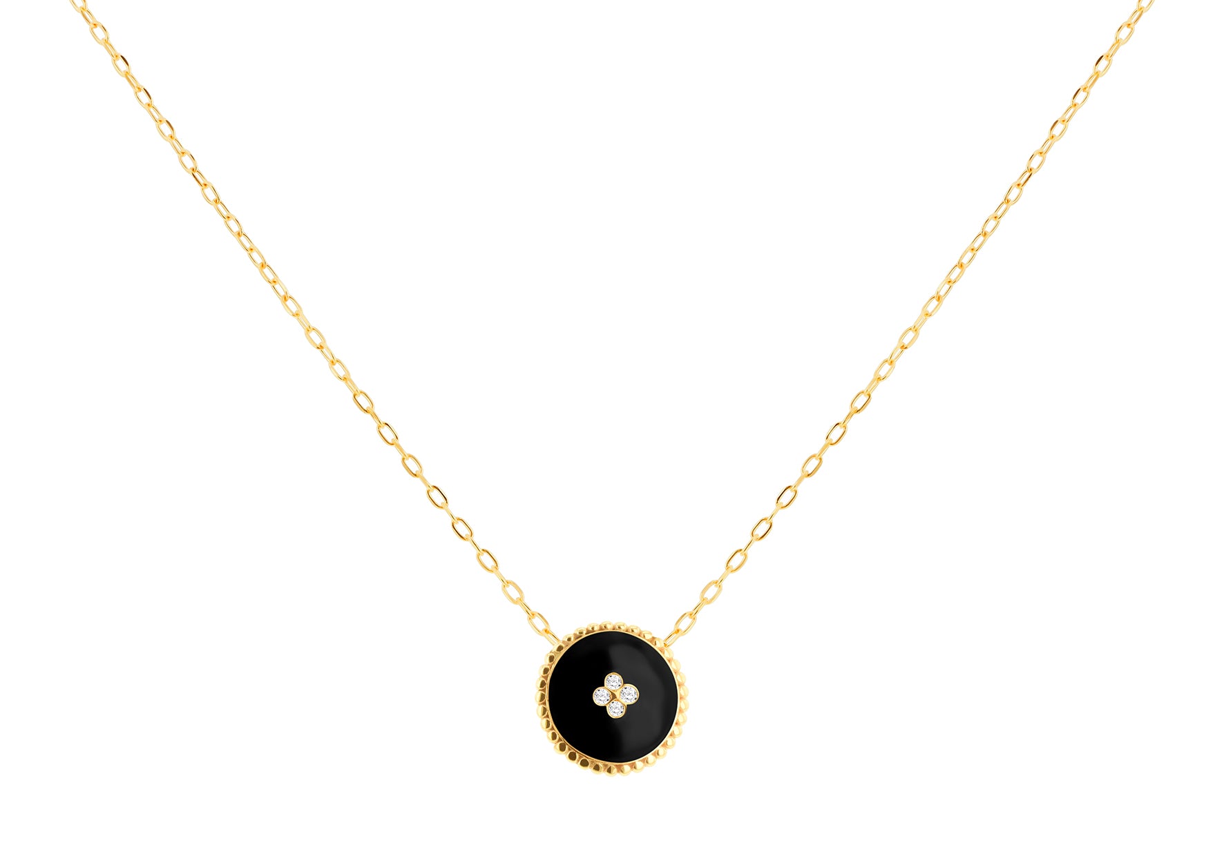 9ct Yellow Gold 0.004ct Diamond Set Pendant Necklace