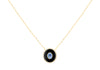 9ct Yellow Gold Blue Topaz Diamond Set Pendant Necklace