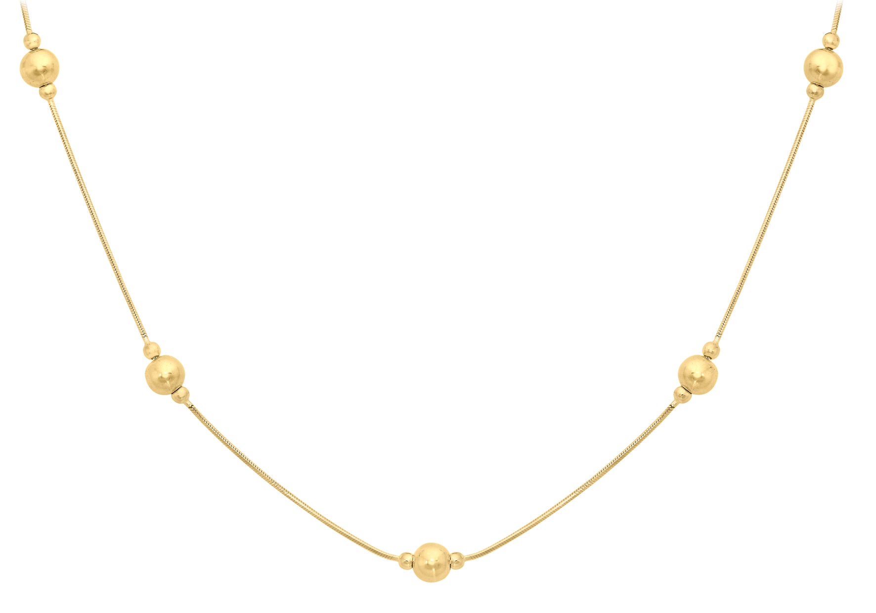9ct Yellow Gold Ball Octagonal Snake Chain Necklace