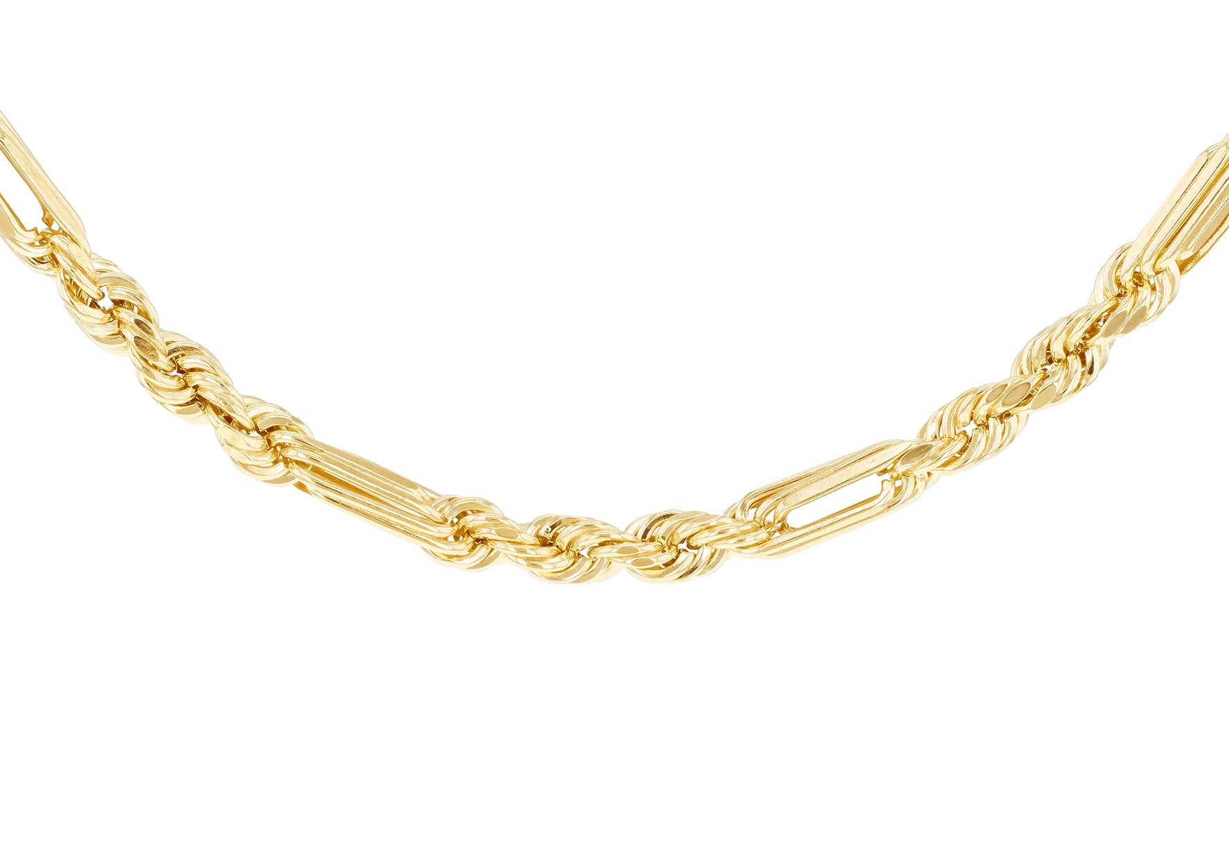 9ct Yellow Gold Diamond Cut Figaro Rope Chain