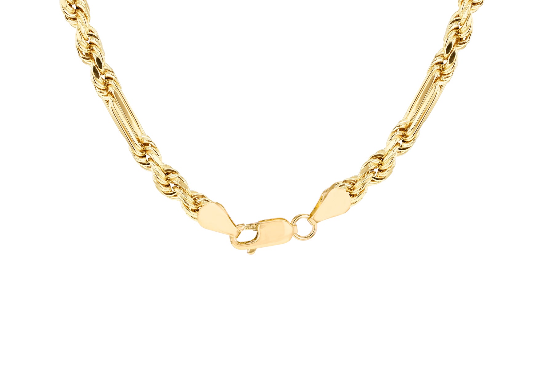 9ct Yellow Gold Diamond Cut Knot Links Rope Chain
