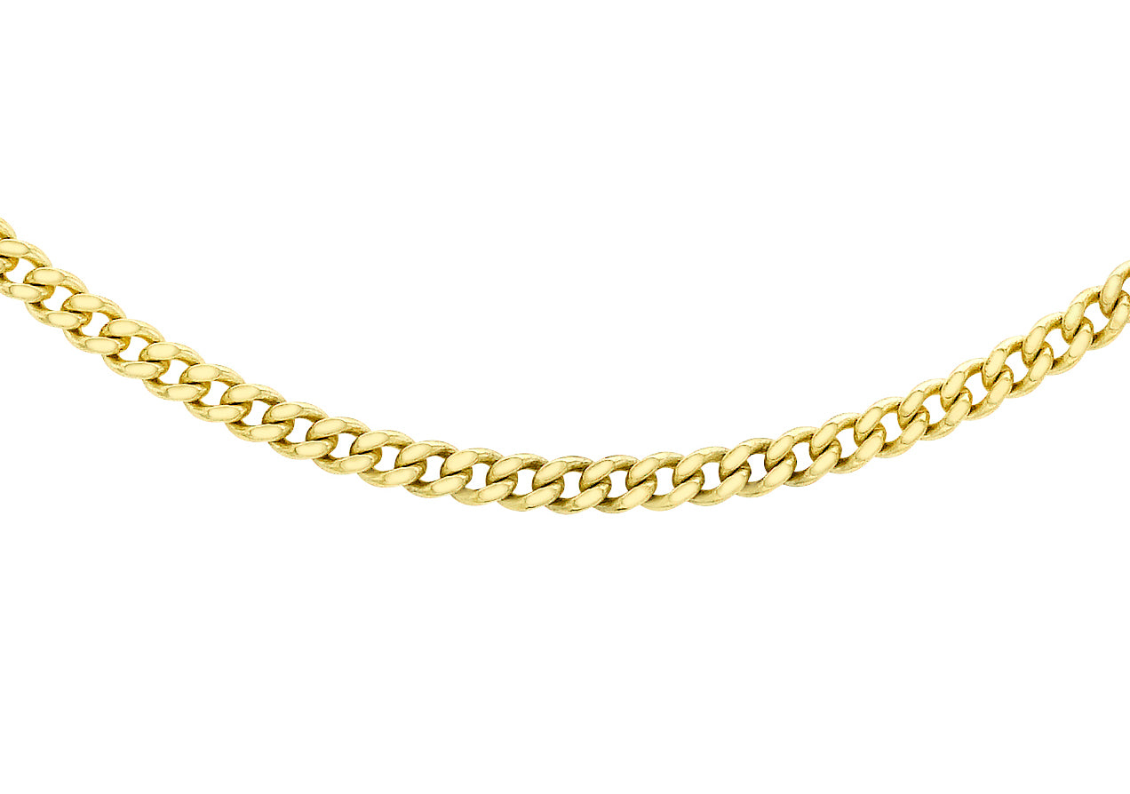 9ct Yellow Gold 50 Diamond Cut Slim Curb Chain