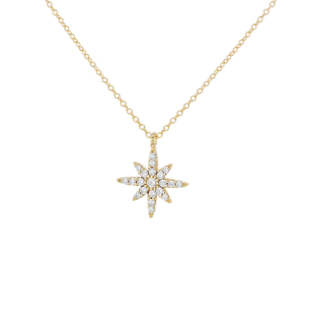 9ct Yellow Gold Zirconia North Star Adjustable Necklace