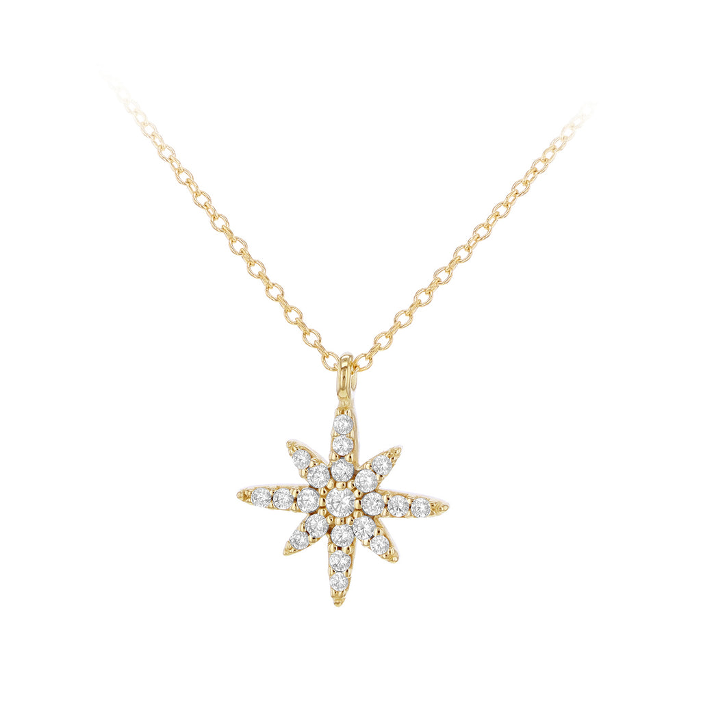 9ct Yellow Gold Zirconia North Star Adjustable Necklace