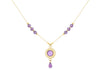 9ct Yellow Gold Amethyst Disc Drop Necklace