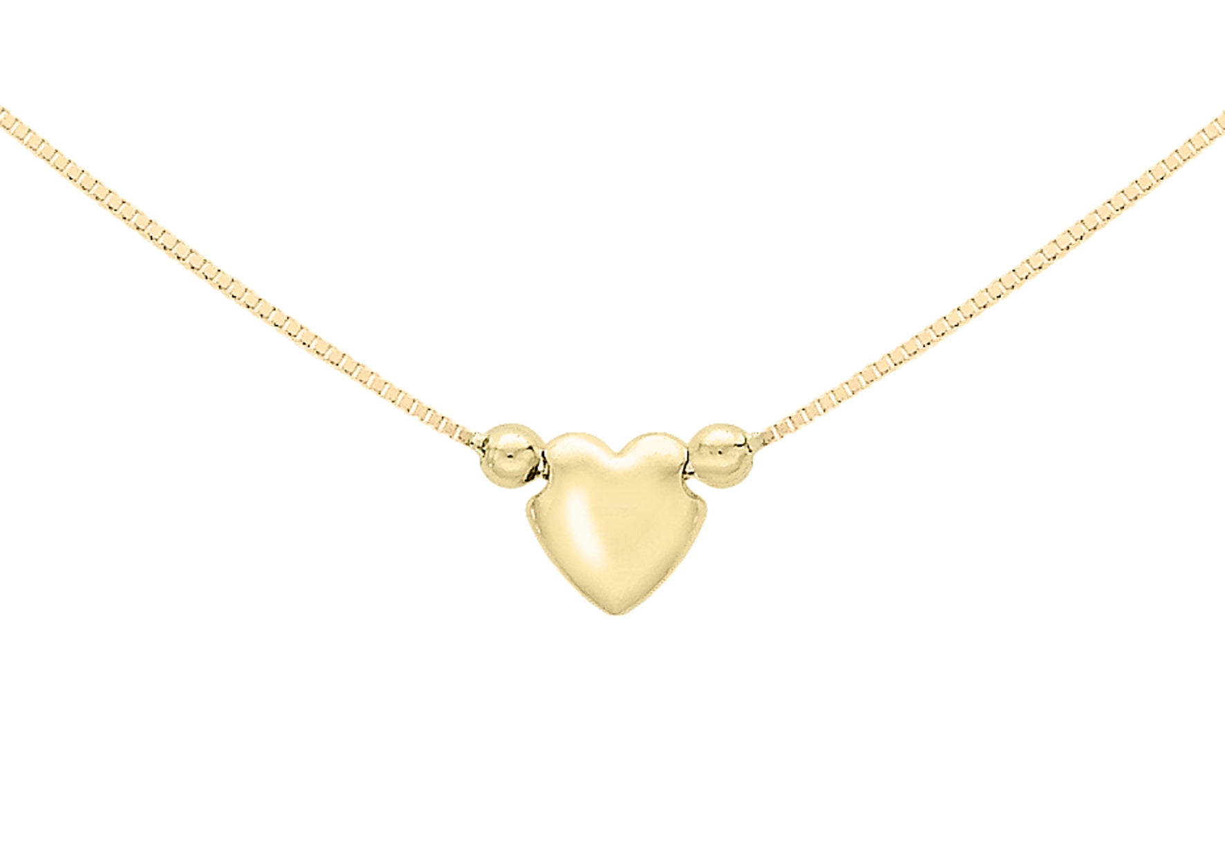 9ct Yellow Gold Triple Heart Charm Box Chain Necklace