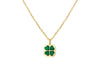9ct Yellow Gold Malachite Four Leaf Clover Petal Necklace