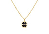 9ct Yellow Gold Black Onyx Clover Petal Necklace