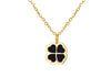 9ct Yellow Gold Black Onyx Clover Petal Necklace