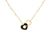 9ct Yellow Gold Black Onyx Interlocked Heart Necklace