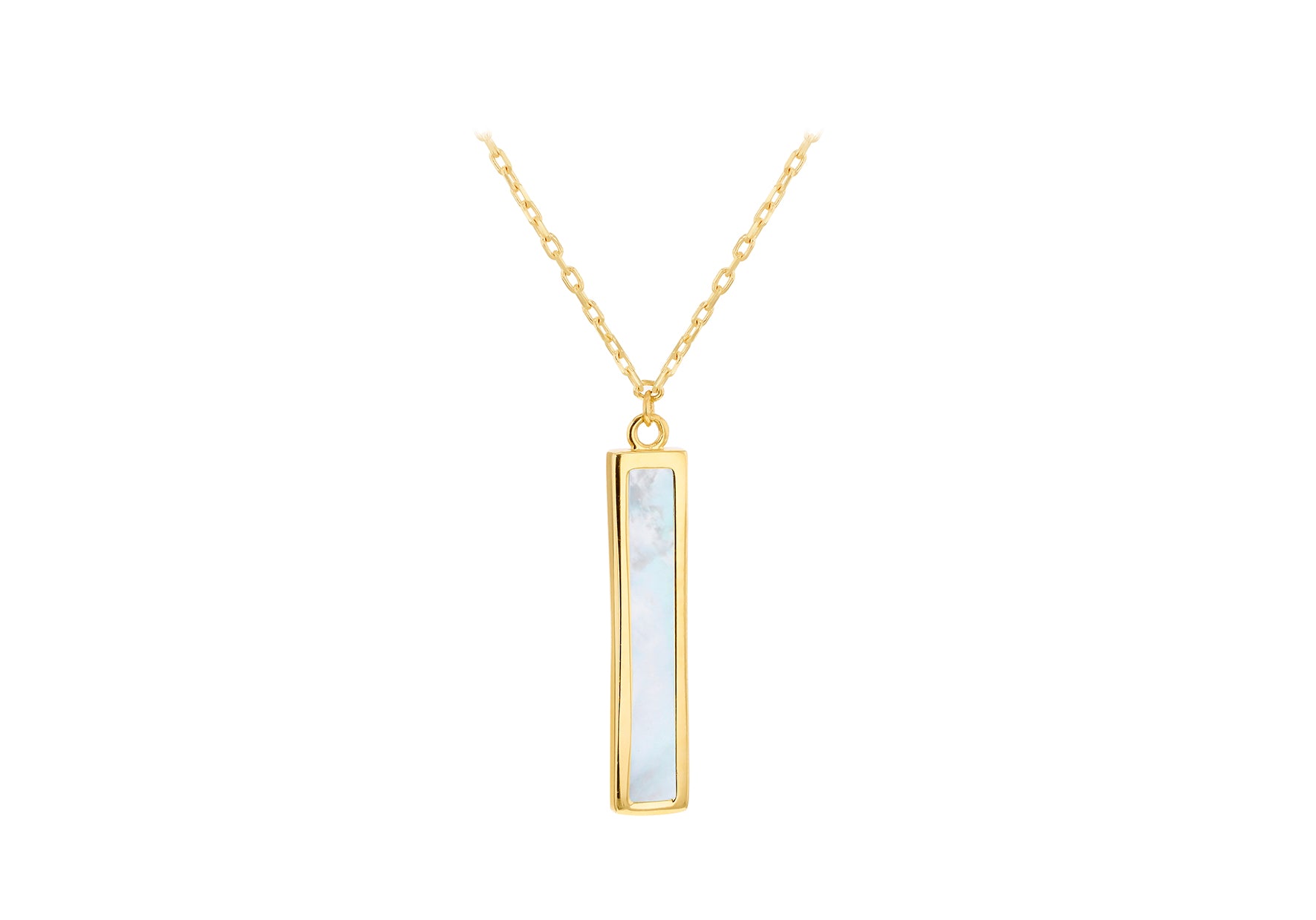 9ct Yellow Gold Mother Of Pearl Bar Necklace