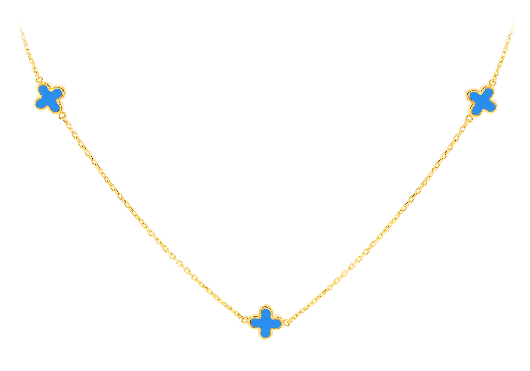 9ct Yellow Gold Turquoise Petals Necklace