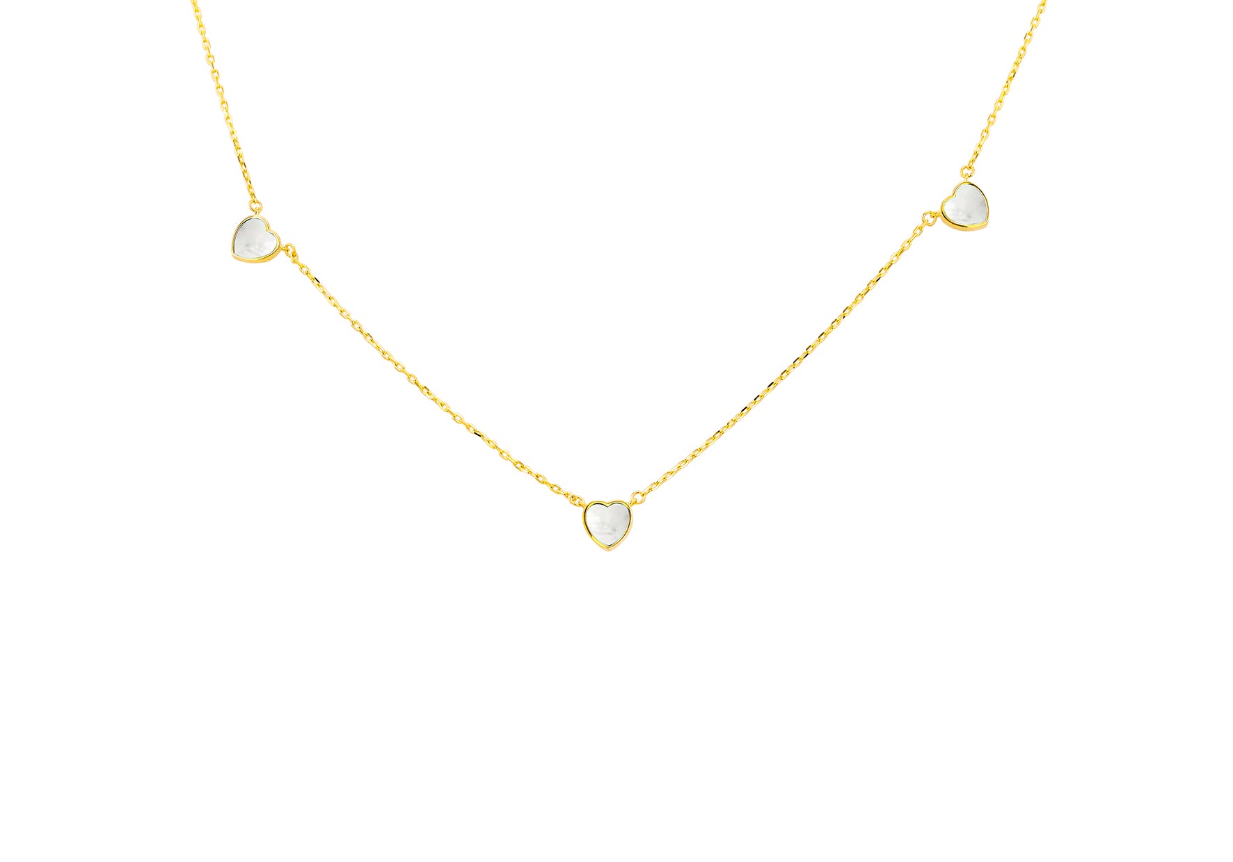 9ct Yellow Gold Mother Of Pearl Heart Petal Necklace
