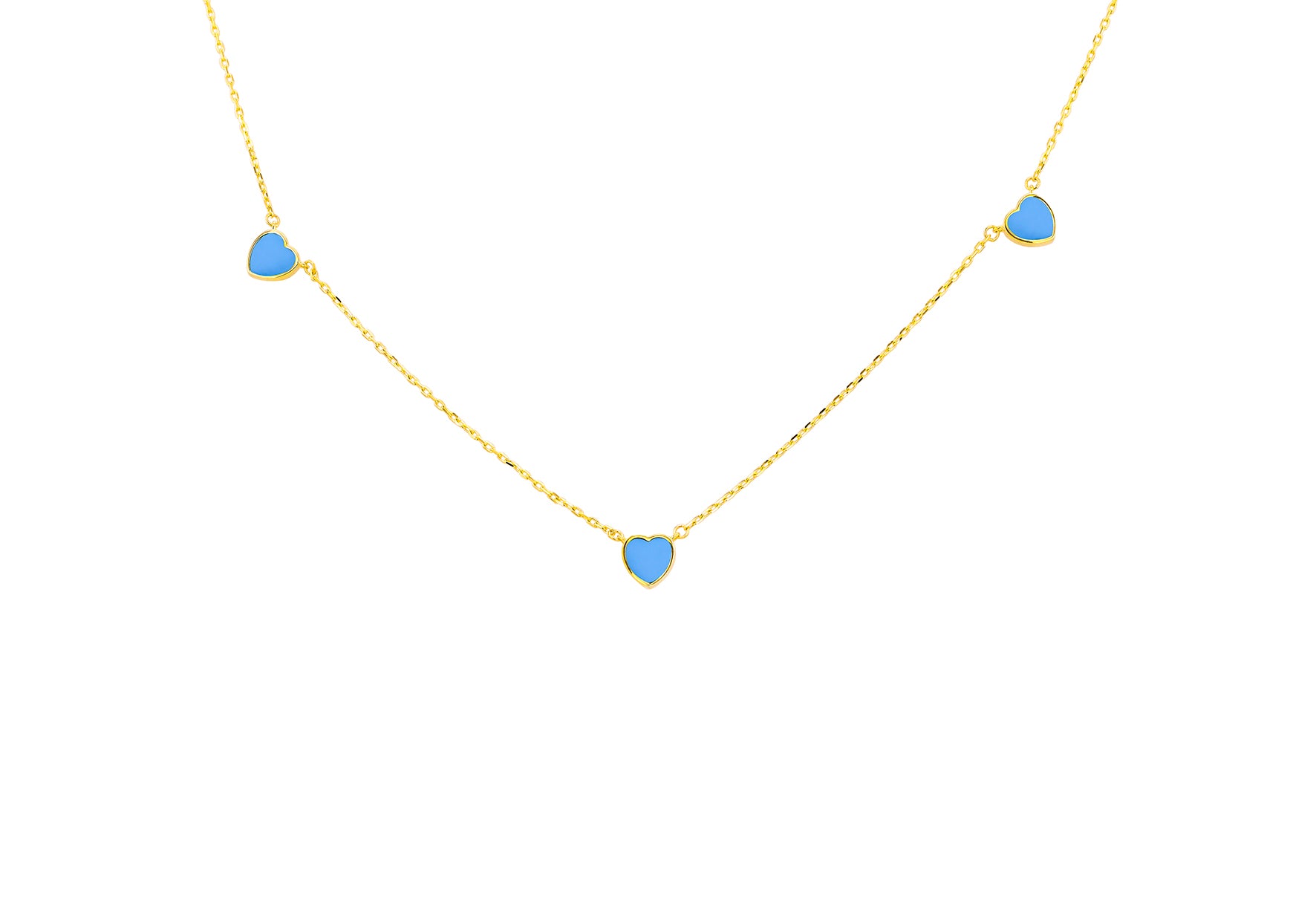 9ct Yellow Gold Turquoise Heart Petal Necklace