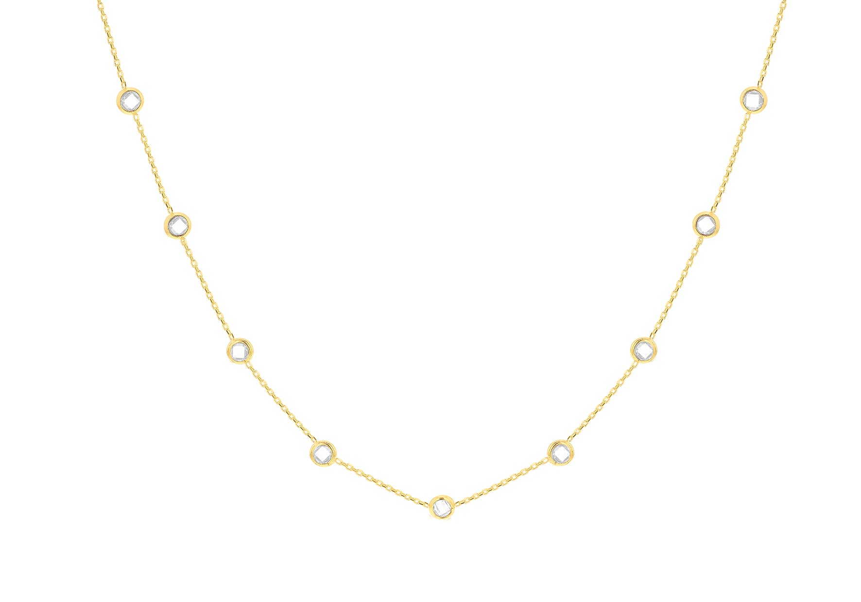9ct Yellow Gold White Zirconia Station Necklace