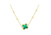 9ct Yellow Gold Malachite Clover Ball Chain Necklace