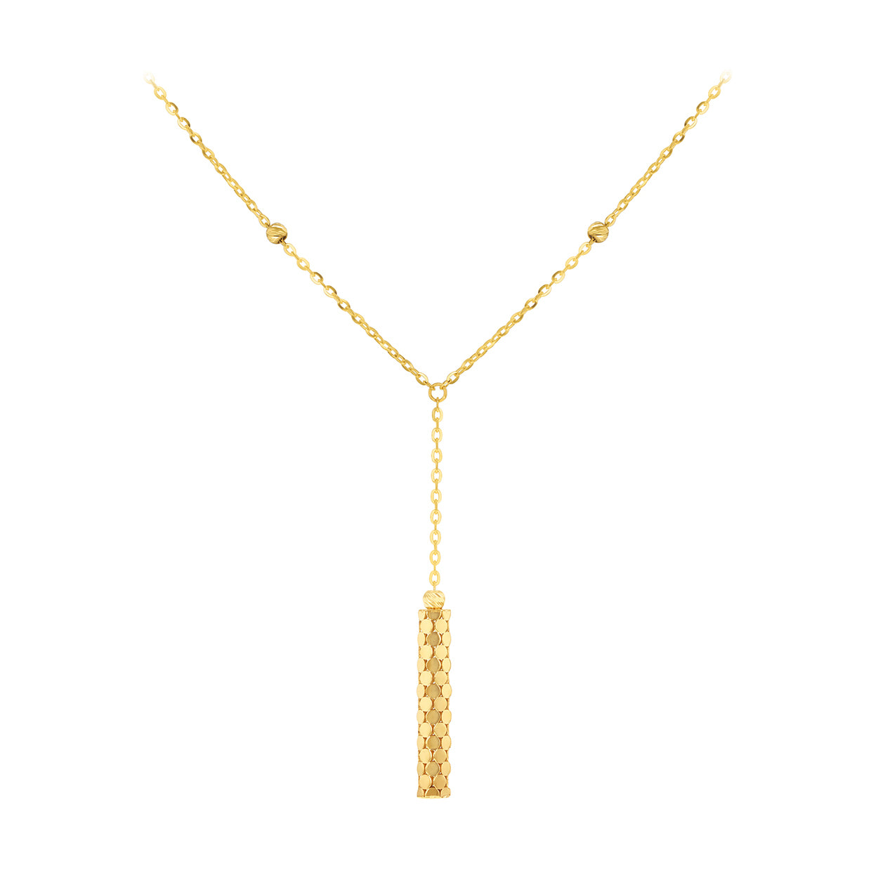 9ct Yellow Gold Round Drop Mirror Station Necklace
