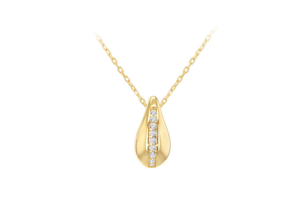 9ct Yellow Gold White Zirconia Teardrop Necklace