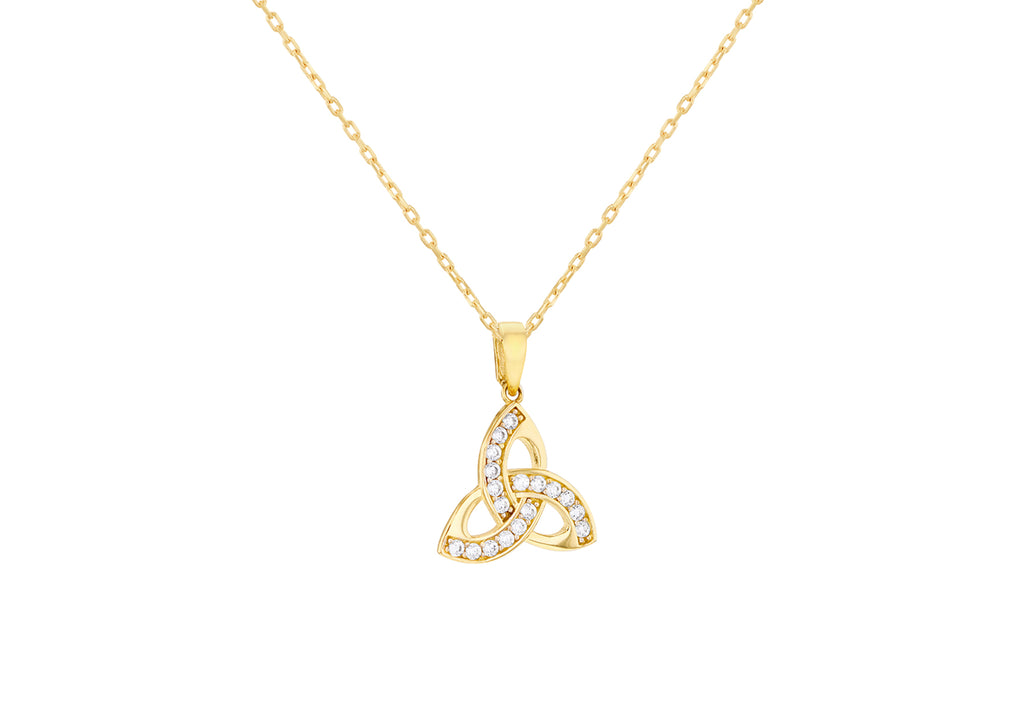 9ct Yellow Gold White Zirconia Celtic Necklace