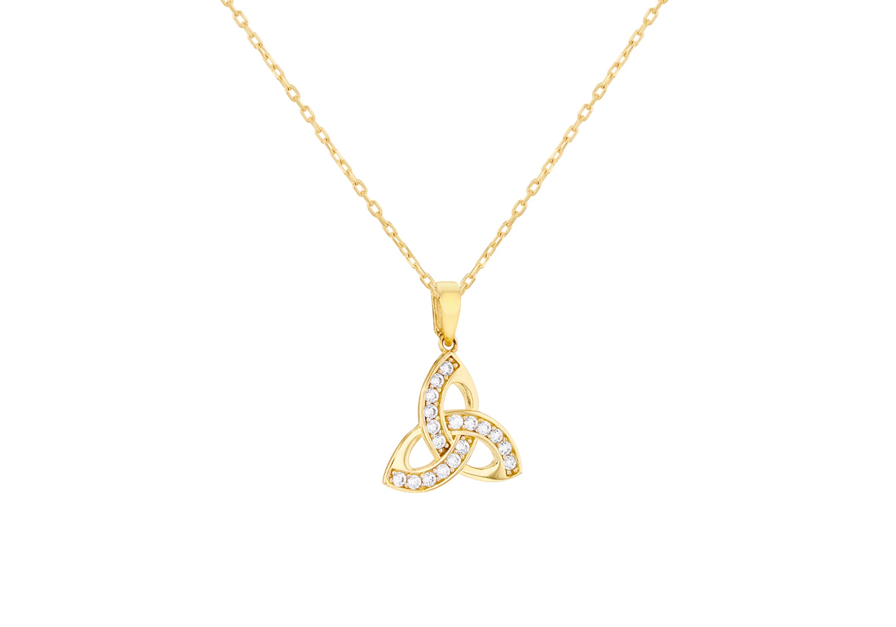 9ct Yellow Gold White Zirconia Celtic Necklace
