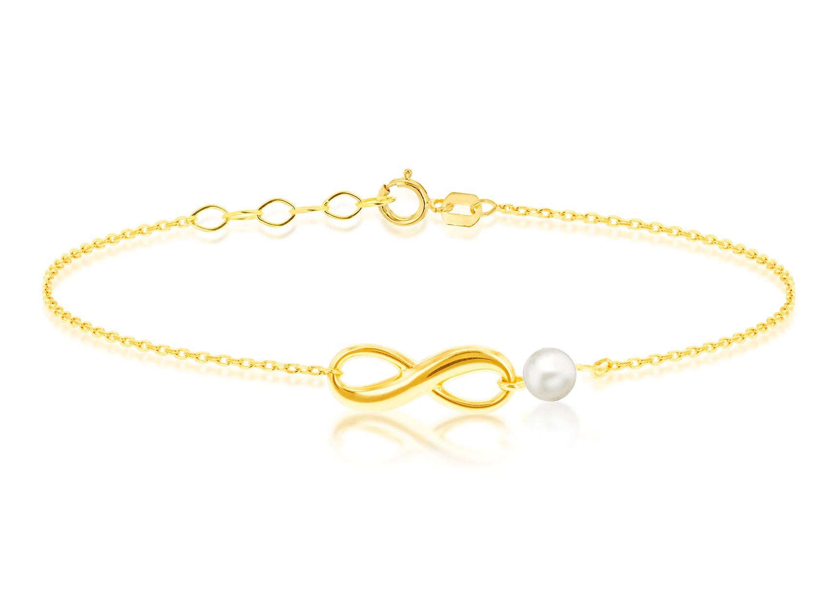 9ct Yellow Gold Freshwater Pearl Infinity Bracelet