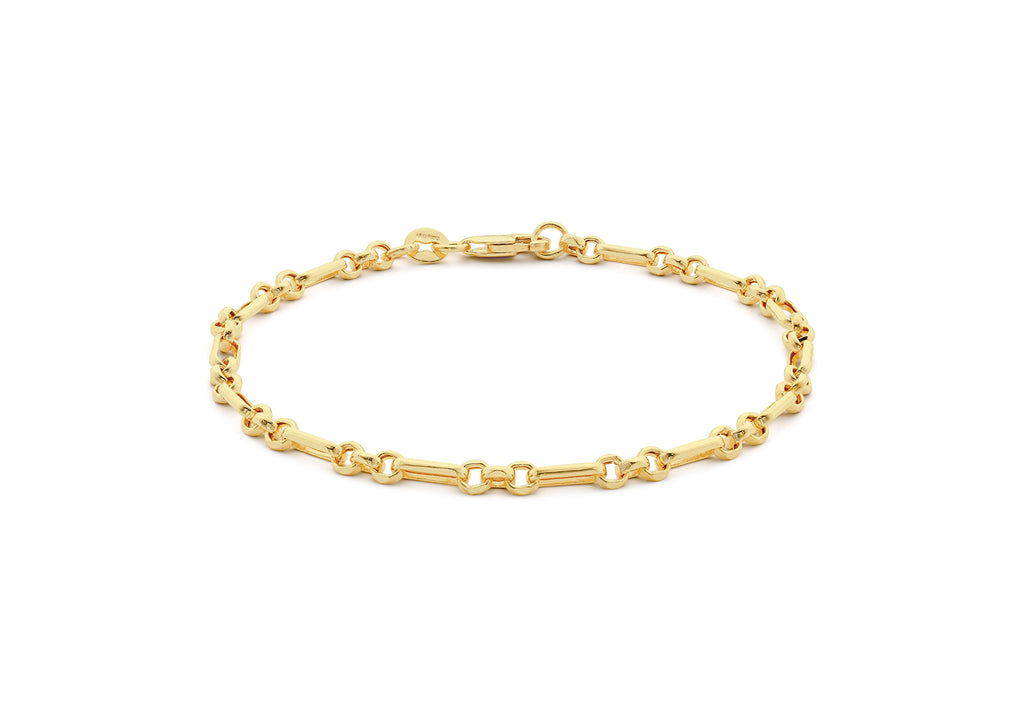 9ct Yellow Gold Round Bar & Round Links Belcher Bracelet