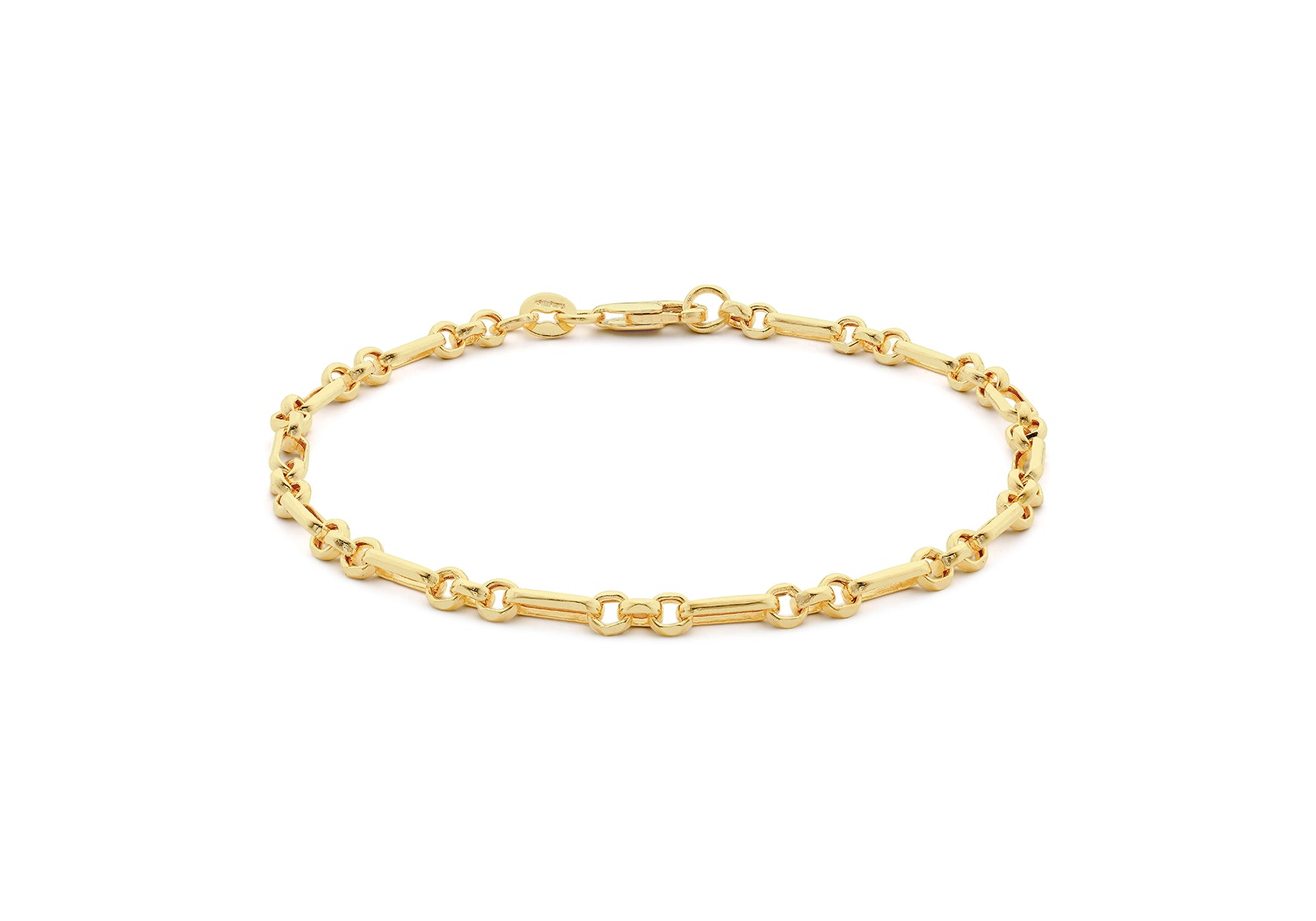 9ct Yellow Gold Round Bar & Round Links Belcher Bracelet