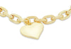 9ct Yellow Gold Heart Charm Grained Links Bracelet