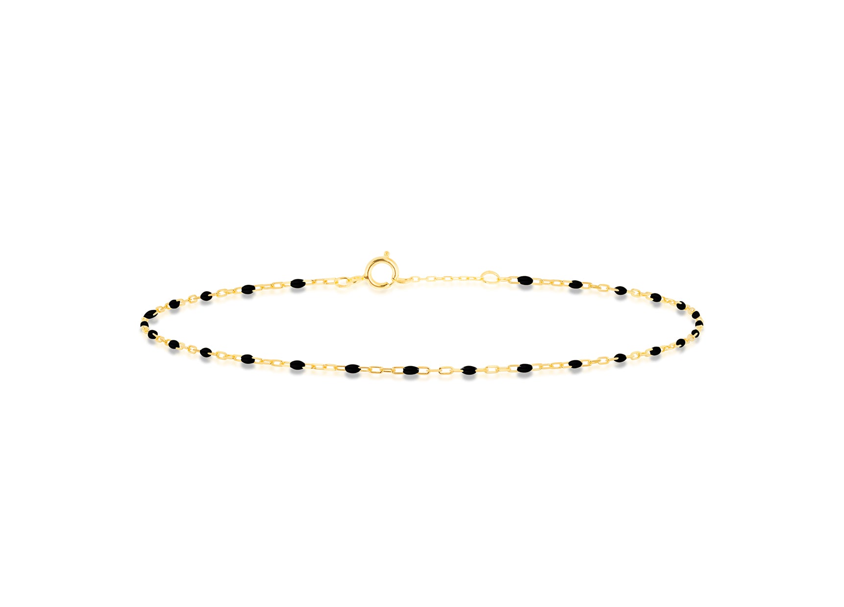 9ct Yellow Gold Black Enamel Mini Chain Bracelet