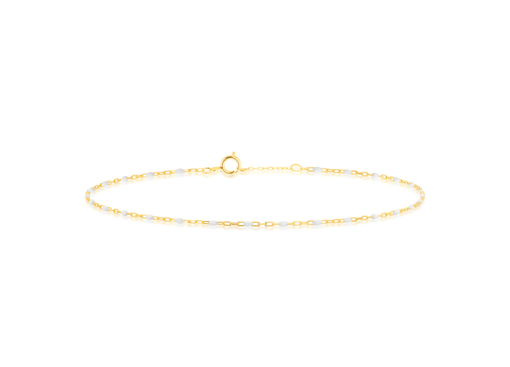 9ct Yellow White Enamel Mini Paper Chain Bracelet