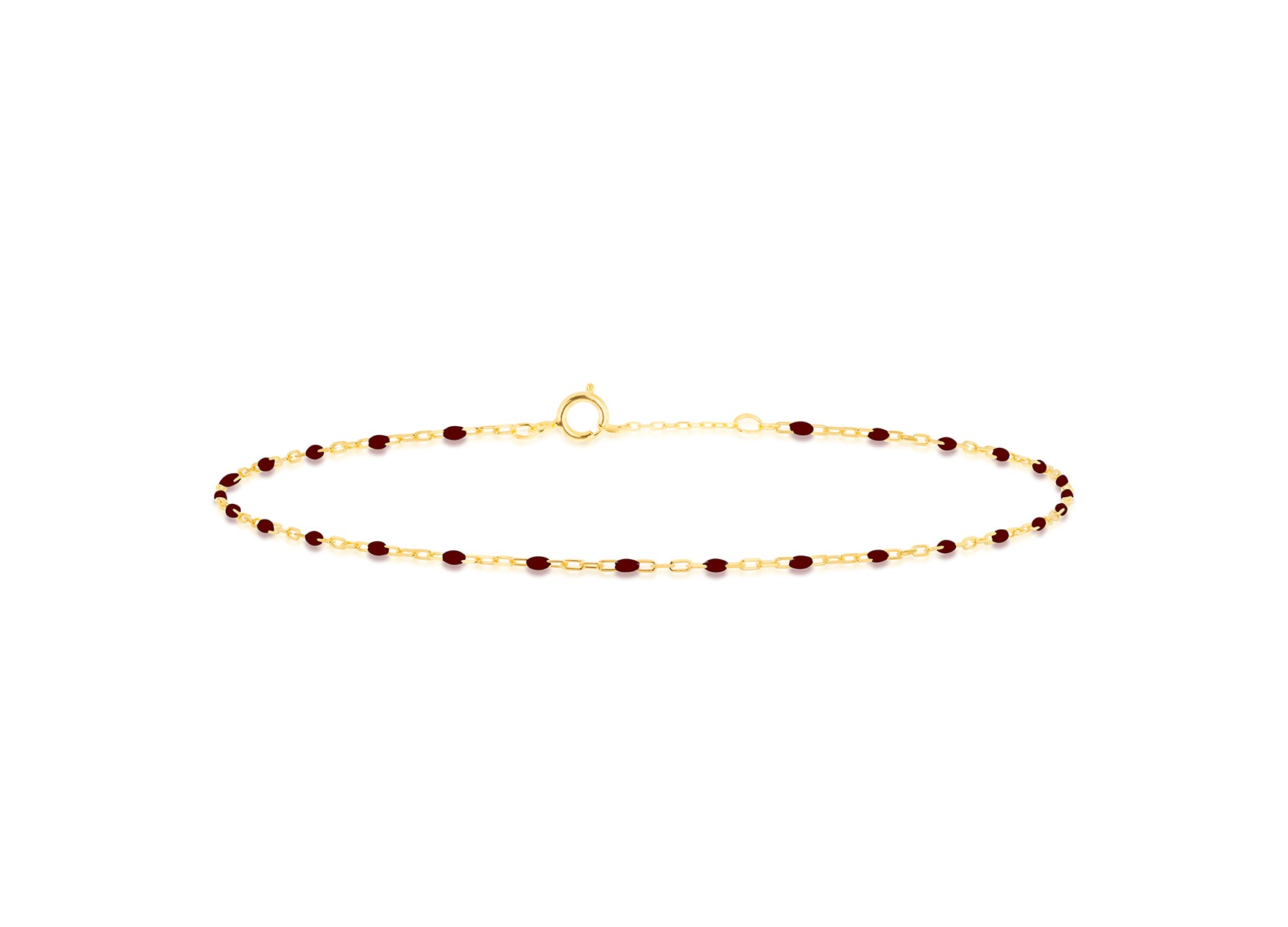 9ct Yellow Gold Red Enamel Mini Links Bracelet