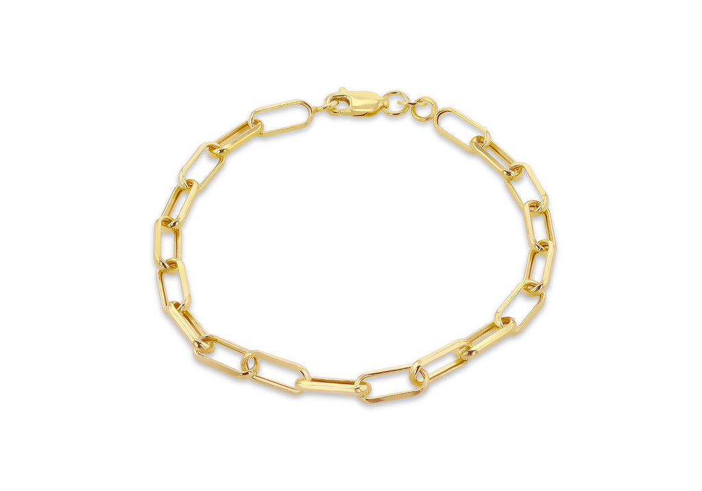 9ct Yellow Gold Faceted Paper Chain Links Bracelet