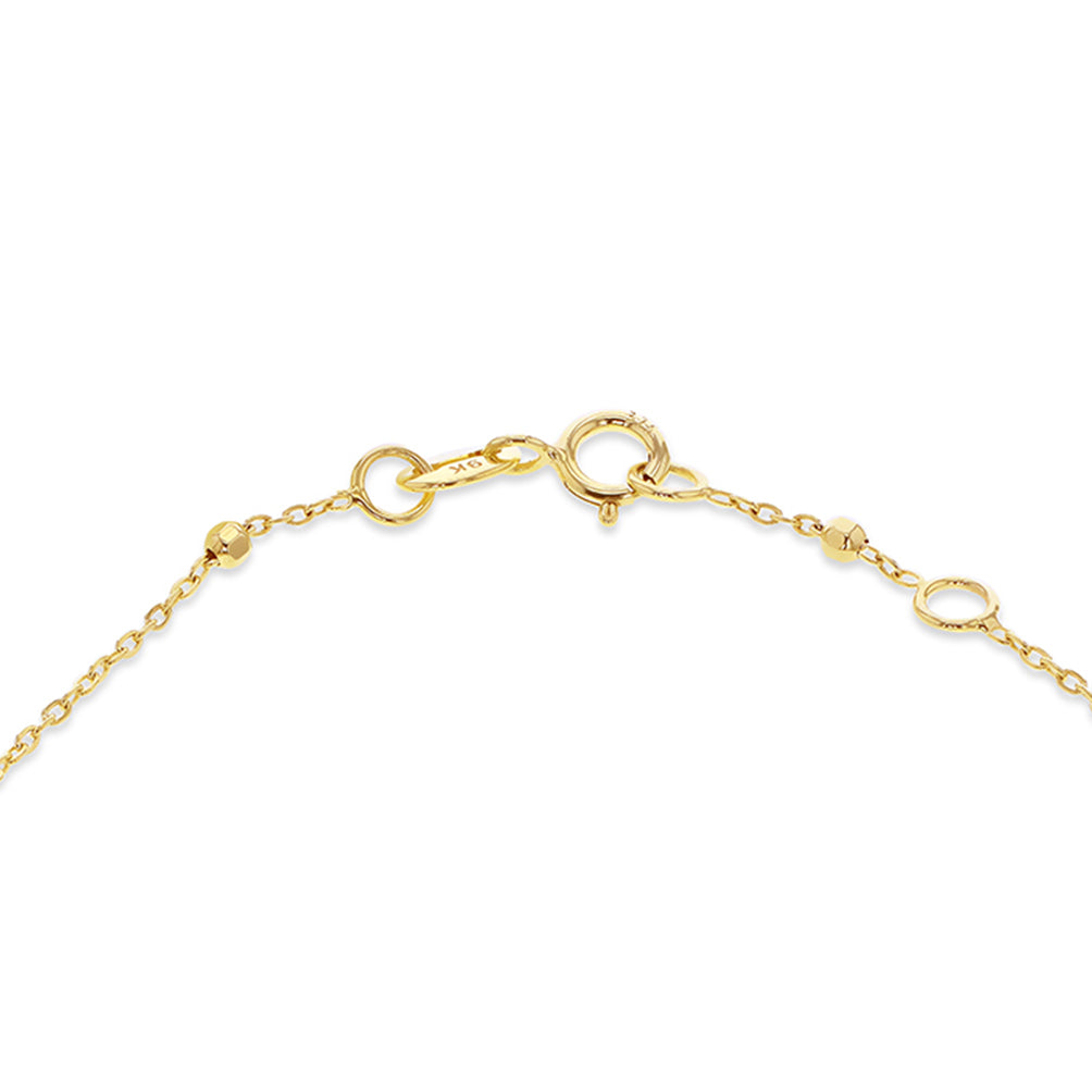 9ct Yellow Gold Starburst Clover Adjustable Trace & Ball Chain Bracelet