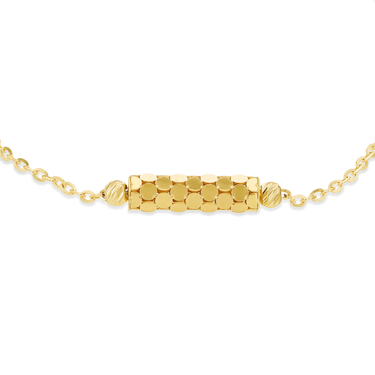 9ct Yellow Gold Honeycomb Bar Station Bracelet