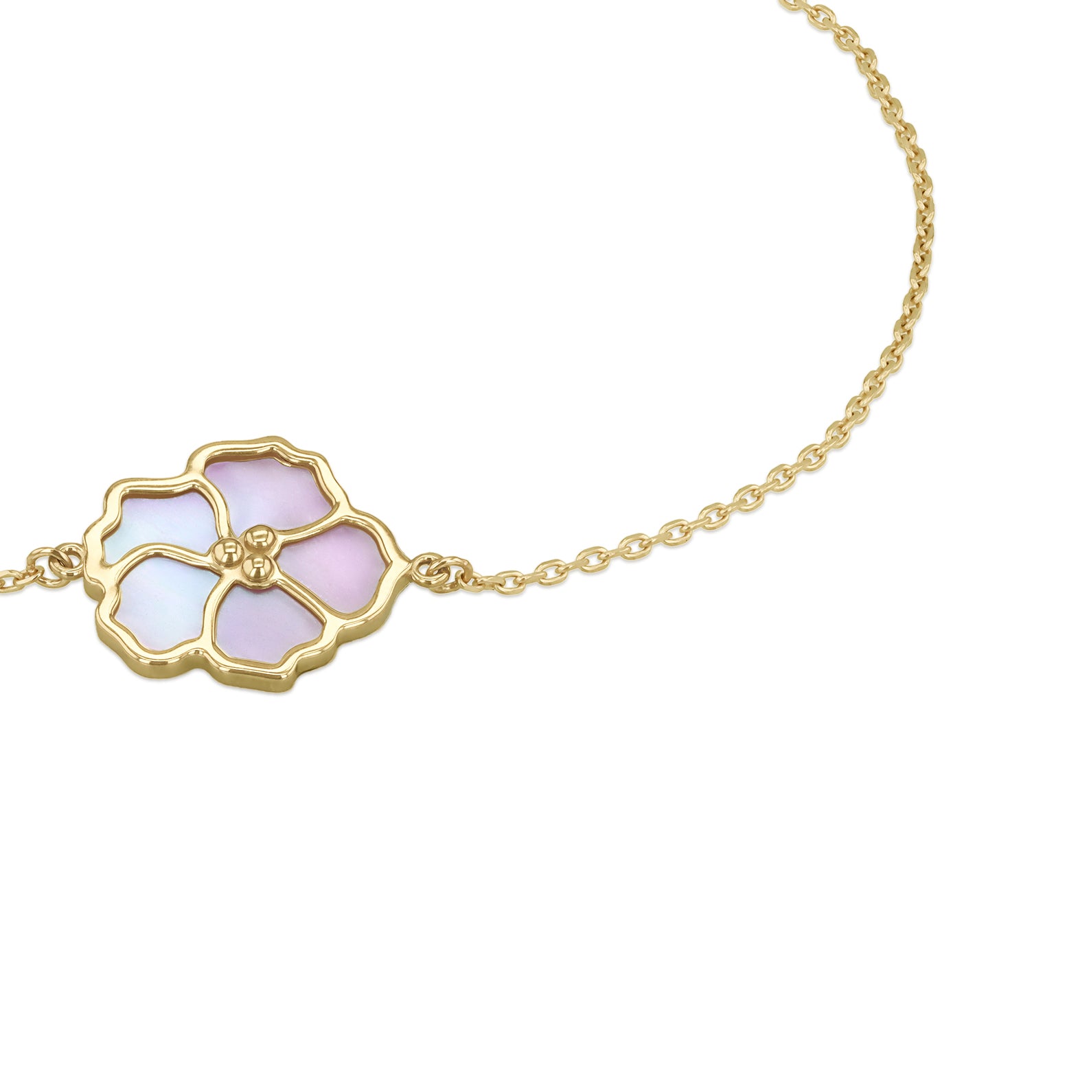 9ct Yellow Gold Mother of Pearl Single Blossom Bracelet