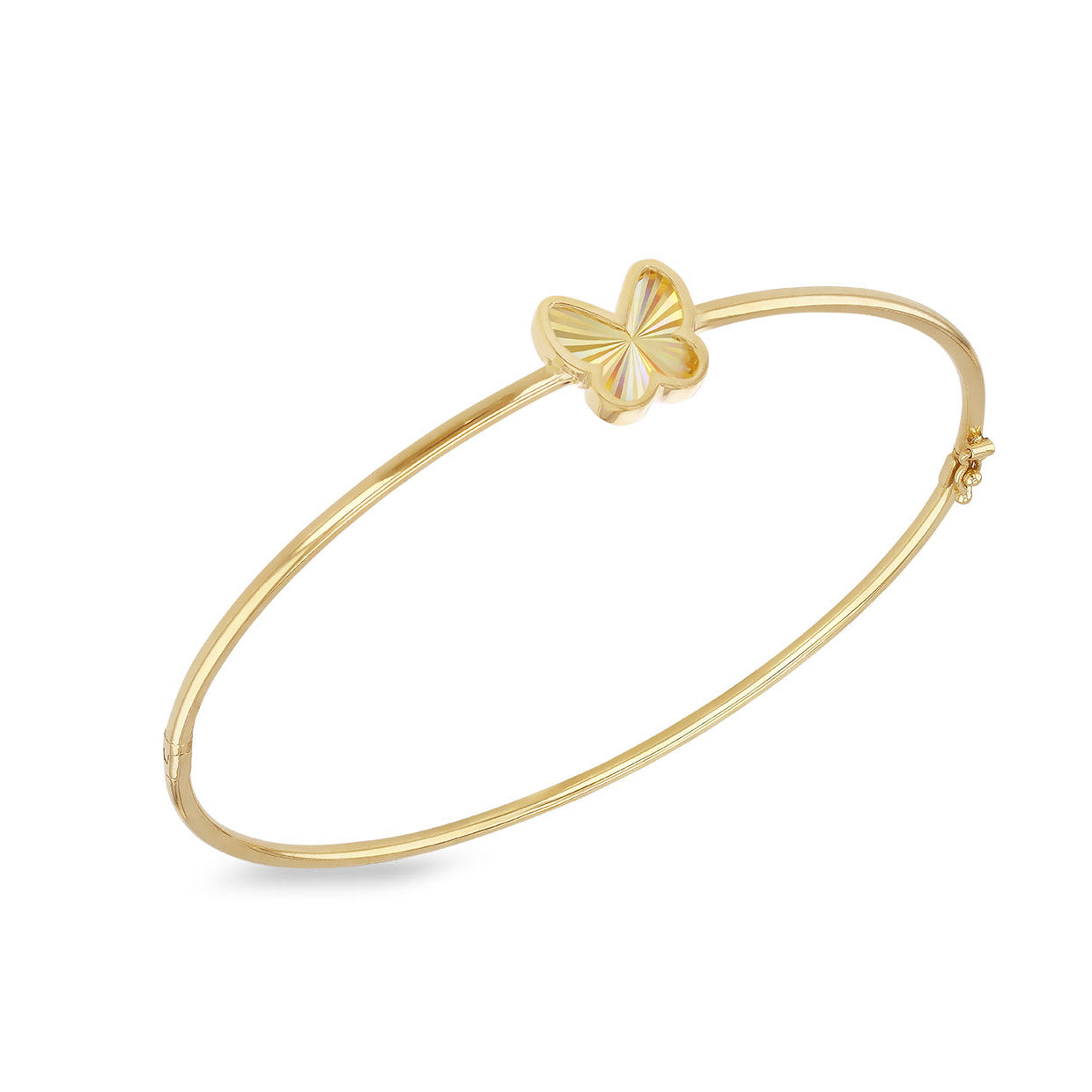 9ct Yellow Gold Starburst Butterfly Bangle