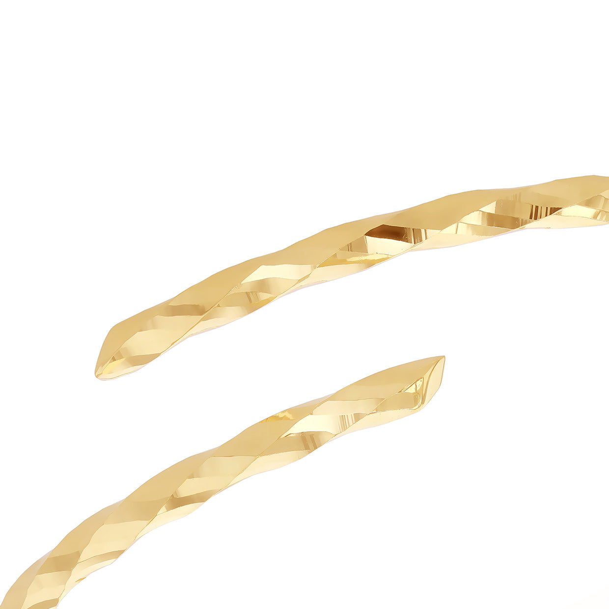 9ct Yellow Gold Hammered Crossover Hinged Cuff Bangle