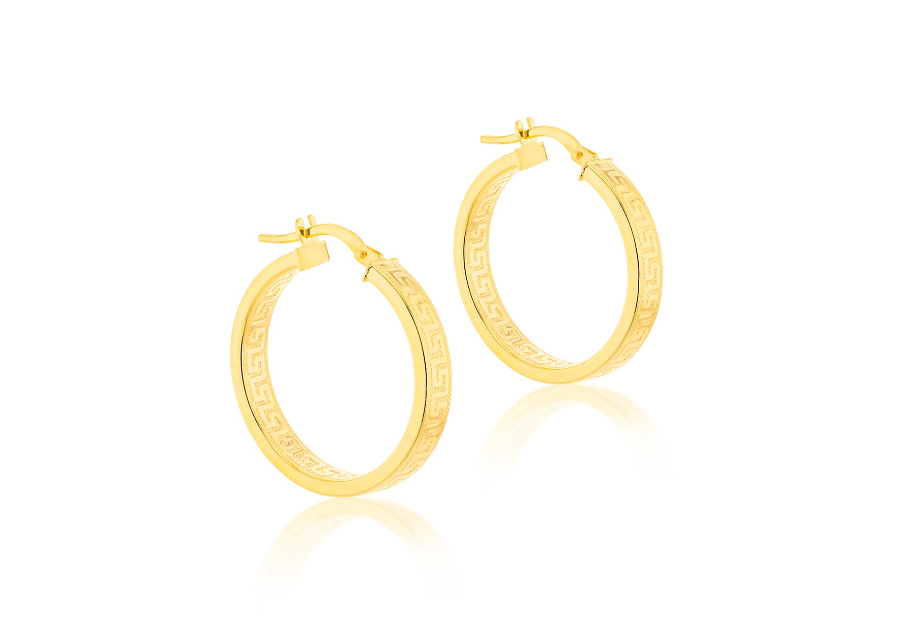 9ct Yellow Gold Greek Hoop Earrings