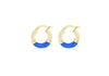 9ct Yellow Gold Blue Enamel Twisted Hoop Creole Earrings