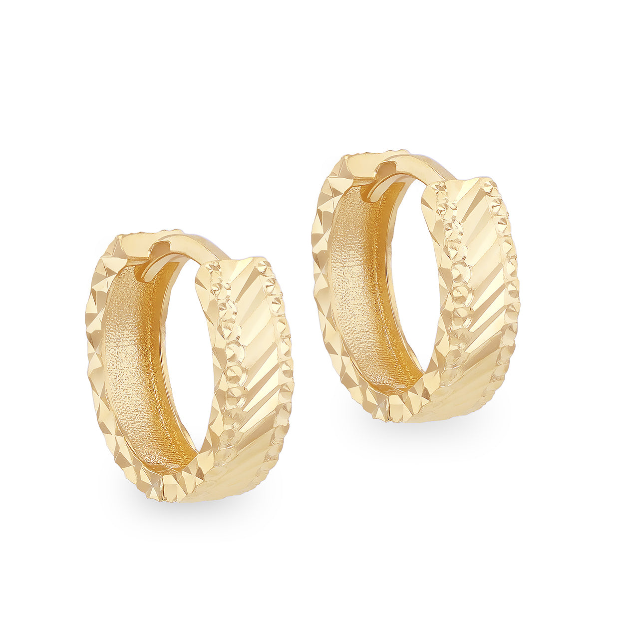 9ct Yellow Gold Ribbed Wave Hoop Earrings