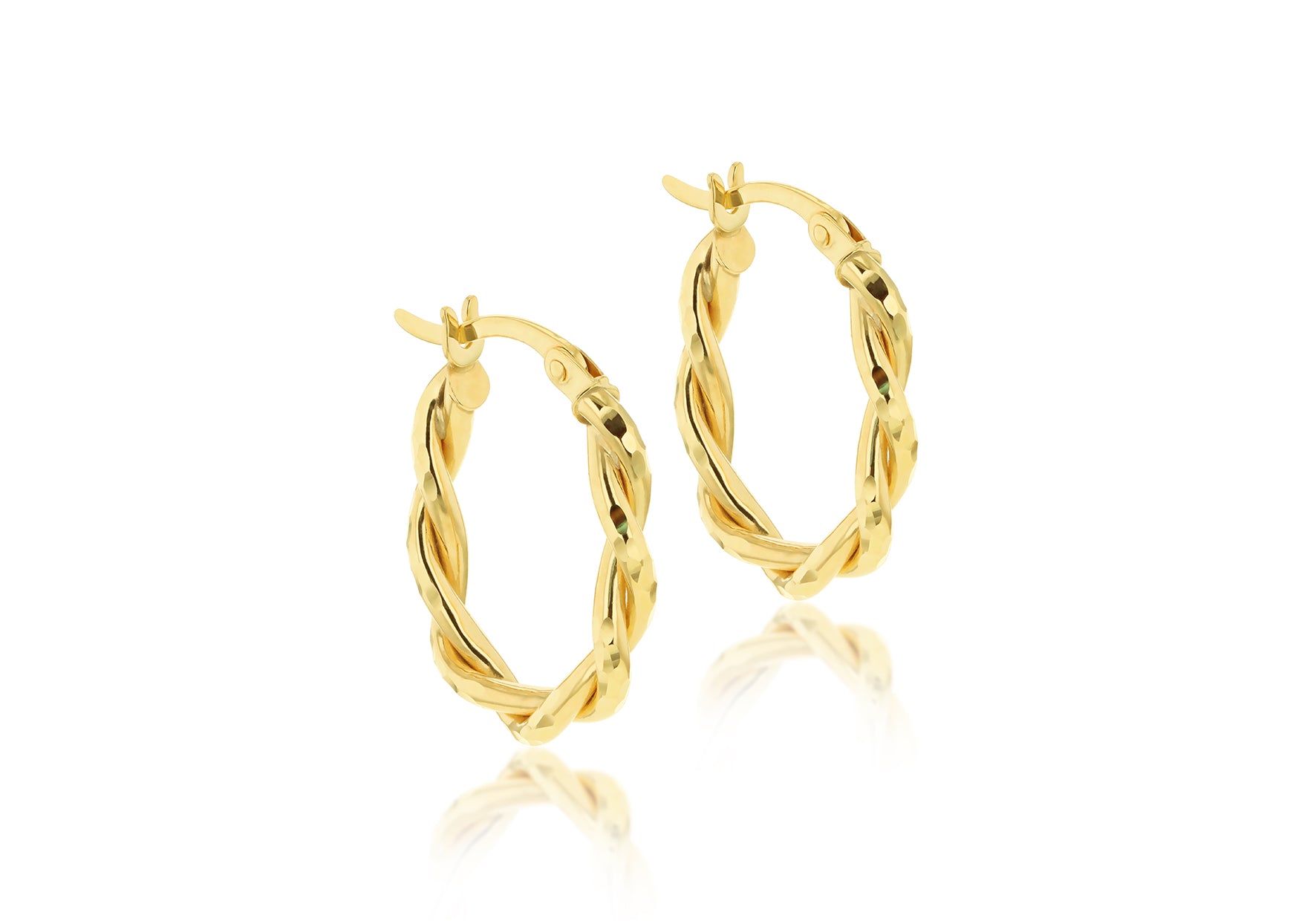 9ct Yellow Gold Oval Twist Hoop Earrings
