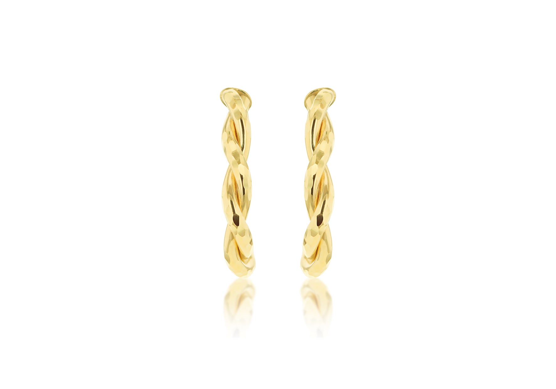 9ct Yellow Gold Oval Twist Hoop Earrings