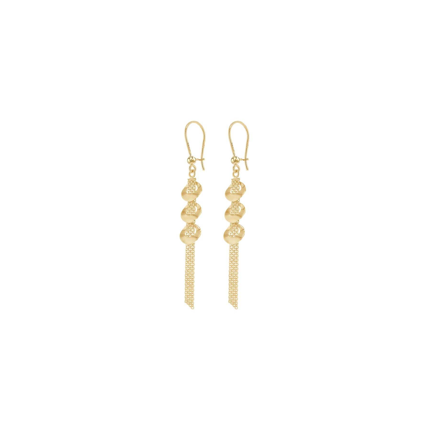 9ct Yellow Gold Spiral Link Tassel Drop Earrings