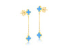 9ct Yellow Gold Turquoise Petals Drop Stud Earrings