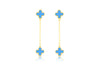 9ct Yellow Gold Turquoise Petals Drop Stud Earrings