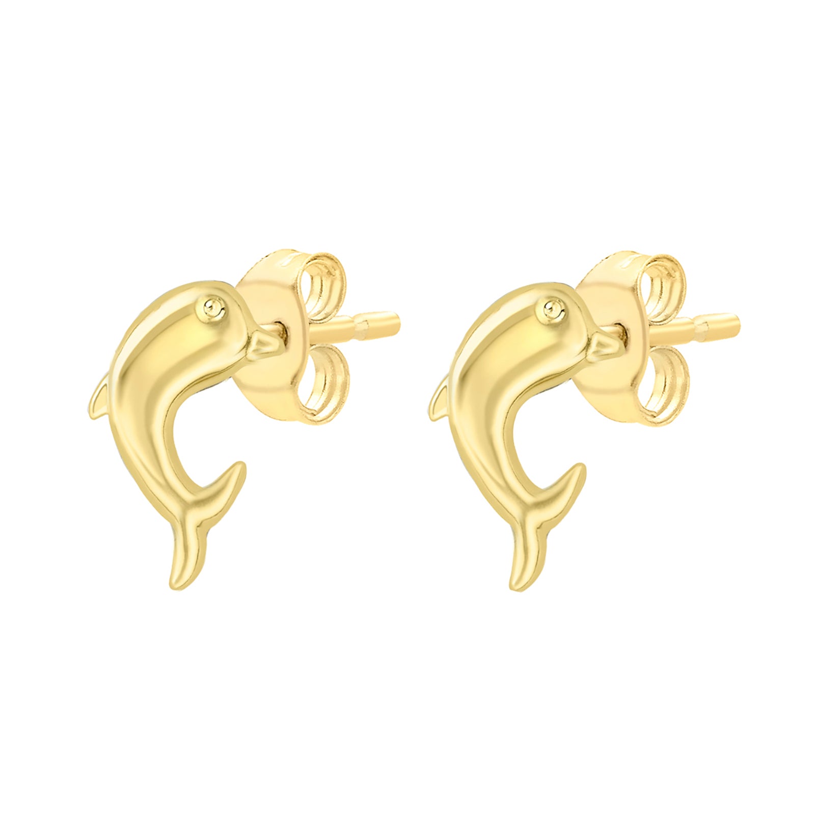 9ct обеци с делфини от жълто злато